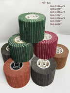 7 Pack Non Woven Wire Abrasive Drawing Polishing Wheel with Sandpaper for The Surface Treatment of Metal Products Grit : 120sp/240/240sp/320 /320sp/400/600