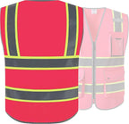 JKSafety 9 Pockets High Visibility Zipper Front Safety Vest | Pink with Dual Tone High Reflective Strips | Meets ANSI/ISEA Standards (901-Pink, 3X-Large)