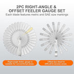2Pcs Stainless Steel Feeler Gauge Set,32 Straight Blades Feeler Gauge&16 Pieces Angled Feeler Gauge Set, Measure Gap and Thickness for Guitar, Spark Plug, Valves Piston Measure Filler Gauge
