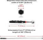 NoCry Telescoping Magnetic Pickup Tool with 25lb Pull Force — Magnet Stick Extendable up to 30in; Non-Slip Extendable Magnet Pickup Tool, Telescopic Magnetic Pick-Up Tool with Extra Strong Magnet
