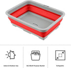 Collapsible Cleaning Caddy - Portable Multi-use Wash Basin, Dish Tub, or Ice Bucket with 7.27L Capacity for Camping and Tailgating by Wakeman (Red)