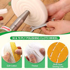 7PCS 6 Inch Polishing Wheels Kit for Bench Grinder, Include 1/2" Arbor Hole 2 White Cotton Polish Wheels(70Ply), Yellow Cotton Wheel(42Ply), Soft Flannel Buffing Wheel(30Ply)& 3 Polishing Compound Set