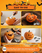Pumpkin Carving Kit, 21 Pcs Stainless Steel Pumpkin Carving Stencils with 4 Halloween Carving Tools, Easy Safe and Durable for Kids Adults