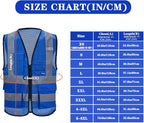 A-SAFETY High Visibility Mesh Safety Reflective Vest with Pockets and Zipper,Hi Viz Work Vest for Men Women (Blue Mesh XXXL)