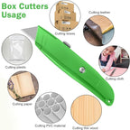 Reginary 20 Pcs Box Cutter Bulk Retractable Utility Knife Heavy Duty Aluminum Alloy Razor Knife for Cardboard Box Carton Opener for DIY, Factory, Home Office(Green)