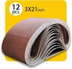 3x21 3 x 21 Inch Sanding Belt Pack 3-Inch x 21-Inch,12 Pcs(4 Each of 80 120 150 Grits) Aluminum Oxide for Sander