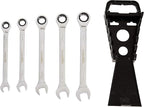 Amazon Basics Ratcheting Wrench Set, Metric, 5 Piece, Black/Silver