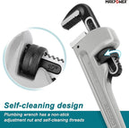 MAXPOWER Pipe Wrench 10-Inch, 40% Lighter Aluminum Adjustable Plumbing Wrench