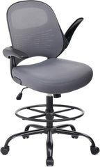 HYLONE Tall Drafting Chair Standing Desk Chair with Flip-Up Armrests, Adjustable Height Ergonomic Office Chair with Footrest Ring - High Stool Chair for Standing Desk (Dark Grey)