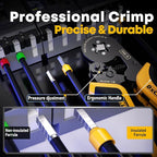 Crimping Tool For Ferrule Electrical Connectors - Ratcheting Wire Crimper for 24-8 AWG - Crimping Pliers - Wire Crimp Tool - Ferrule Crimper Plier - Crimping Tool set with Wire Strippers
