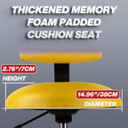 Shop Stool with Backrest, Mechanic Garage Stool for Workshop, Adjustable Shop Stools Chair, Padded Workbench Stools for Men Women, 300 LBS Capacity, 360° Swivel PVC Seat, Heavy Duty, Yellow