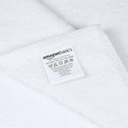 Amazon Basics 100% Cotton Soft, Quick-Dry Absorbent Hand Towels, 8-Pack, White, 28" x 16"
