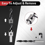 Countersink Drill Bits Set, 7-Pack High Carbon Steel Countersink Drill Bits for Wood, Woodworking Carpentry Reamer with 1 Free Hex Key Wrench