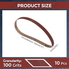 10 Pcs Sanding Belts 3/8 x 13 Inch 100 Grit Aluminum Oxide Abrasive Sandpaper for Belt Sander Metal Grinding Wood Working Weld Rust Removal