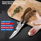 ANDONG Kitchen Shears - Heavy Duty Stainless Steel Poultry, Meat & Bone Scissors with Black Leather Sheath for Food