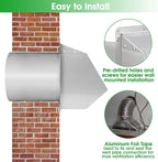 10 Inch Hooded Wall Vent with Screen and Damper, Exterior Wall Exhaust Vent Cover Cap for Kitchen Range Hood Dryer Ventilation and Outdoor Air Exhaust, Stainless Steel