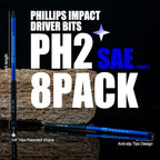 8 Pcs Phillips Head Impact Driver Bits, #2 Phillips Head Screwdriver Bits Set, 6" S2 Alloy Steel Impact Bits, 1/4" Hex Shank Screwdriver Drill Bit, CNC Machined ph2 Impact Drill Bits
