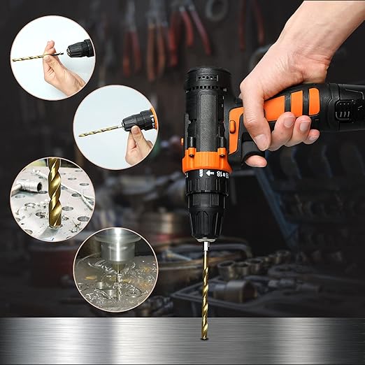 Hex Shank Drill Bit Set, 13Pcs HSS Titanium Twist Drill Bit for Sheet Metal, Wood, Plastic, Quick Change Design (1/16" - 1/4")