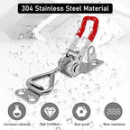 4pcs 4001 Toggle Latch Clamp with Lock Hole – 304 Stainless Steel Heavy Duty Latch, 400Lbs Holding Capacity, Adjustable Quick Release Pull Latch