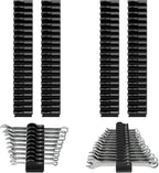 80 pcs MAGNETIC Modular Wrench Organizers for Tool Drawers - Wrench Rack with Metric & SAE Labels, Perfect Tool Storage Holder. Gift for father, brother and boyfriend (With Magent) (Black)