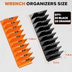 40PCS Modular Wrench Organizer - Wrench Tool Organizers for Tool Drawer Storage, Wrench Storage Set with Metric & SAE Label, Wrenches Rack Tool Gift for Professional Mechanics Men, Black & Orange