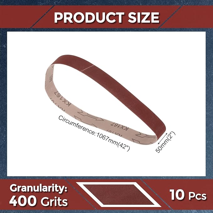 6 Pcs Sanding Belts 2 x 42 Inch 400 Grit Aluminum Oxide Abrasive Sandpaper for Belt Sander Metal Grinding Wood Working Weld Rust Removal