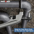 MAXPOWER 18-inch Pipe Wrench, Heavy Duty End Pipe Wrench Aluminum 45 Degree Angled Plumbing Wrench
