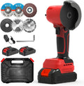 Brushless Cordless Angle Grinder Kit, 28000rpm Mini Electric Angle Grinding Tool with 2x21V 2000mAh Battery and 6-Cutting Discs, Grinder Handheld Cutter for Metal Wood