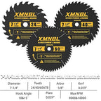 7-1/4 Inch Circular Saw Blade 24T 40T 60T Combination,7-1/4 Saw Frame Ultra Fine Finish Circular Saw Blade,Compatible with DEWALT,Makita,Skil Saw for Wood Plywood Material Cutting,5/8 Inch Arbor