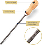 8” Round File Tool - High Quality Steel Round Metal File Woodworking Rasp with 4” Beech Wood Handle - Durable and Long-Lasting Wood Rasps for Woodworking to Shape Curved Surfaces by Kings County Tools
