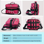 Professional 435 Pieces Large First Aid Kit - Includes Compressed Gauze - Compartments Emergency Medical Kit for Home, Camping, Backpacking, Travel, Boat, Car,Outdoors(Pink)