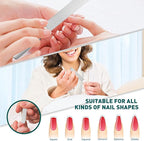 Glass Nail File - Stainless Steel with Anti-Slip Handle and Leather Case, Family or Travel Mini Nail File Suitable for Both Men and Women