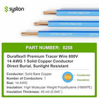 14 AWG Tracer Wire 600V 100% Solid Copper Conductor Direct Burial Underground, Blue Tracer Wire for Locating Underground Pipes and Lines Water Sewer Pipe Fiber Optic Gas Electrical Wire, 250 FT