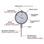 Dial Indicator with Magnetic Base Holder Fine Adjustable Long Arm 0-1" Magnetic Dial Indicator Professional Dial Gauge 0.001"