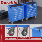Rolling Tool Chest with Drawers, 7 Drawers Tool Chests & Cabinets, Metal Toolbox with Wheels, Lockable Storage Cabinet, Garage Tool Box with Drawers (Blue, 7 Drawers)