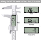 Proster Digital Vernier Caliper 8inch 200mm - Stainless Steel Electronic Caliper Fractions/Inch/Metric Caliper Measuring Tool for Length Width Depth Inner Diameter Outer Diameter