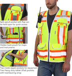 Dib Safety Reflective Vest Heavy Duty, High Visibility Two Tone Engineer Vest, Made with 3M Tape, Padded Collar, Retractable ID Pocket, Yellow S