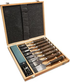 10 Pieces Wood Chisels Set with Honing Guide & Sharpening Stone for Woodworking Wood Carving Tools Kit with Wooden Box for Beginners and Professionals(Black Walnut)