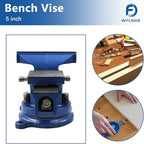 WFLNHB 5" Bench Vise Table Top Clamp Press Locking Swivel Base Heavy-Duty Fit for Crafting Painting Sculpting Modeling Electronics Soldering Woodworking and Fishing Tackle