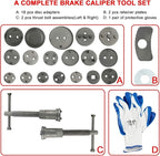 22PCS Disc Brake Caliper Wind Back Tool Kit, Car Brake Piston Compressor and Wind Back Tool Set for Brake Pad Replacement