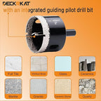 2 Inch Diamond Hole-Saw Bits with Pilot Drill Bit - 2pc 2" Diamond Tipped Tile Hole Saws with Guiding Bit Accurate Drilling for Porcelain Tile Ceramic Pottery Granite Stone Glass Bottles 50mm