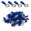 ANGSTROM 1/4" Bolt Ring Terminals, Insulated Electrical Crimp Connectors 100pcs (16-14ga Blue)