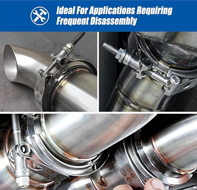 LokoCar 4.0 Inch V Band Clamp with Flange Male Female Stainless Steel 2Pcs