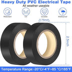 Qilery 60 Pack Electrical Tape Waterproof 3/4 in x 65 ft Electric Wire Tape for Any Weather Under 600v Home Outdoor Insulating Wire Wrapping(Black)