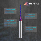 2PCS 1/4 Inch Shank 1/8 Inch Dia Downcut Spiral Router Bit - 1 Inch Cutting Length 3 Inch Overall Length| CNC Router Bits for Woodworking, Mortising, and Engraving
