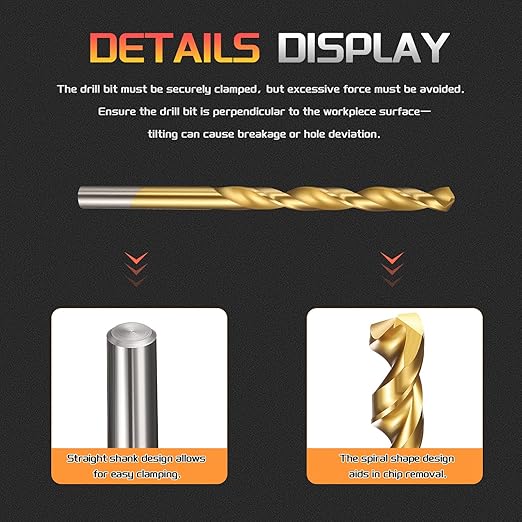 Drill Bit, 9/32" Cutting Diameter (7.144mm), 4241 HSS TiN Coated 118° Cutting Angle Versatile Jobber Bits - (Applications: for Drilling Plastic Wood Soft Thin Metal), 5-Pieces