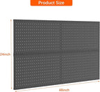 TORACK 4Pcs Metal Pegboard Panels(12"*24") for Wall, Garage Tools Pegboard System for Workbench, Modular Peg Board, Tool Organizer Board Kit for Pegboard Hooks(Pack of 4, Black)