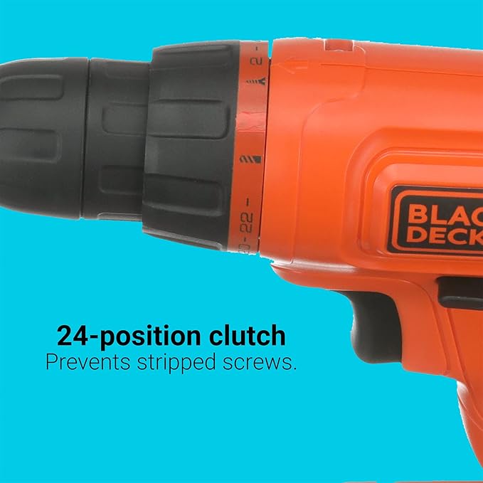 BLACK+DECKER 20V MAX* POWERCONNECT Cordless Drill Kit + 100 pc. Kit (BDC120VA100), Orange