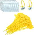 PATIKIL 6inch Zip Ties, 200pcs Cable Ties Tags Nylon Wire Marking Label Self Locking Plastic Straps Write on with Label Tags Paper for Organization Cord Network Ethernet Marking, Yellow