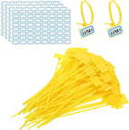 PATIKIL 6inch Zip Ties, 200pcs Cable Ties Tags Nylon Wire Marking Label Self Locking Plastic Straps Write on with Label Tags Paper for Organization Cord Network Ethernet Marking, Yellow